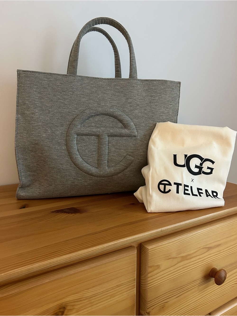 Telfar Gray Embossed Logo Tote